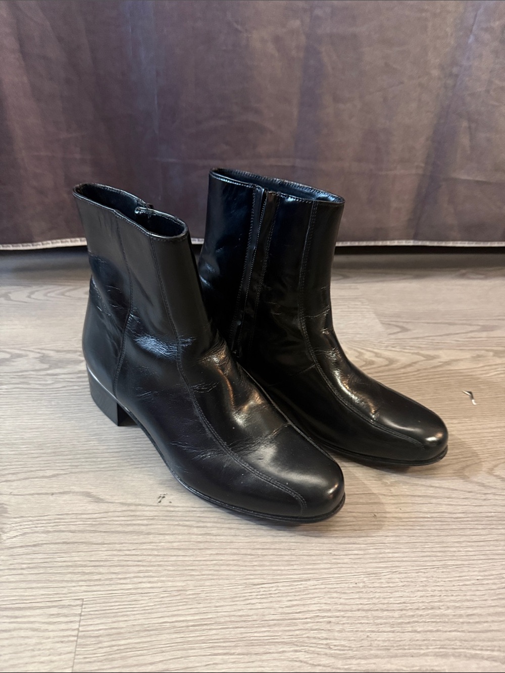 Black Leather Men's Florsheim Duke Ankle Boots - Classic Zip Closure